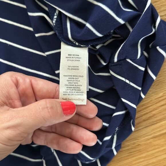 Soft Surroundings Elsie Maxi Dress Petite Medium Blue/White Stripe Stretch - Picture 6 of 6